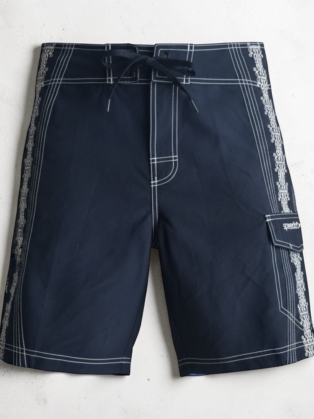 Speedo Black Swim Board Shorts with White Stitching